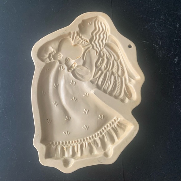 Vintage Brown Bag Cookie Art Stoneware 1987 Hill Design Craft Mold Singing Angel - Picture 1 of 8